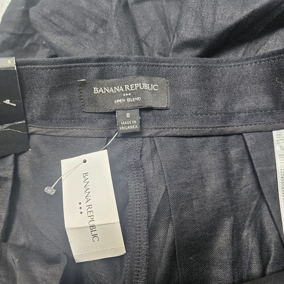 Banana Republic Lenin Blend Black Ultra Wide Lina Palazzo Pants Pocket Sz 8 New - Picture 15 of 16